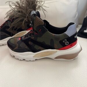 Valentino Camouflage Sneakers with Red Accents